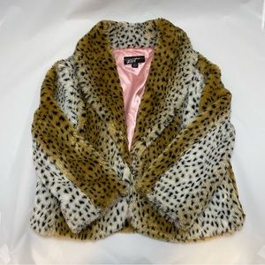 Black Rivet faux fur cheetah animal print jacket kids size S